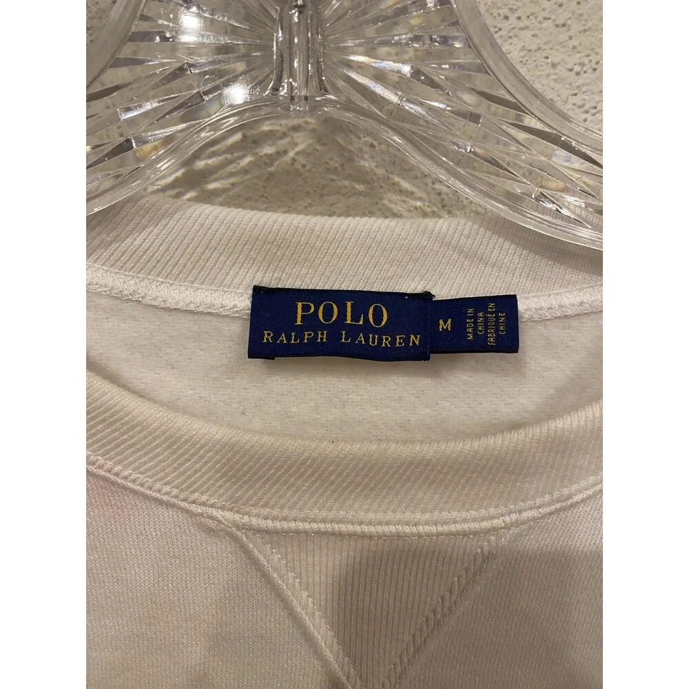Polo Ralph Lauren Sweatshirt Mens Medium Blue White Stripe POLO Logo Pullover